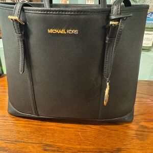 Michael Kors Black Tote with Gold Accents